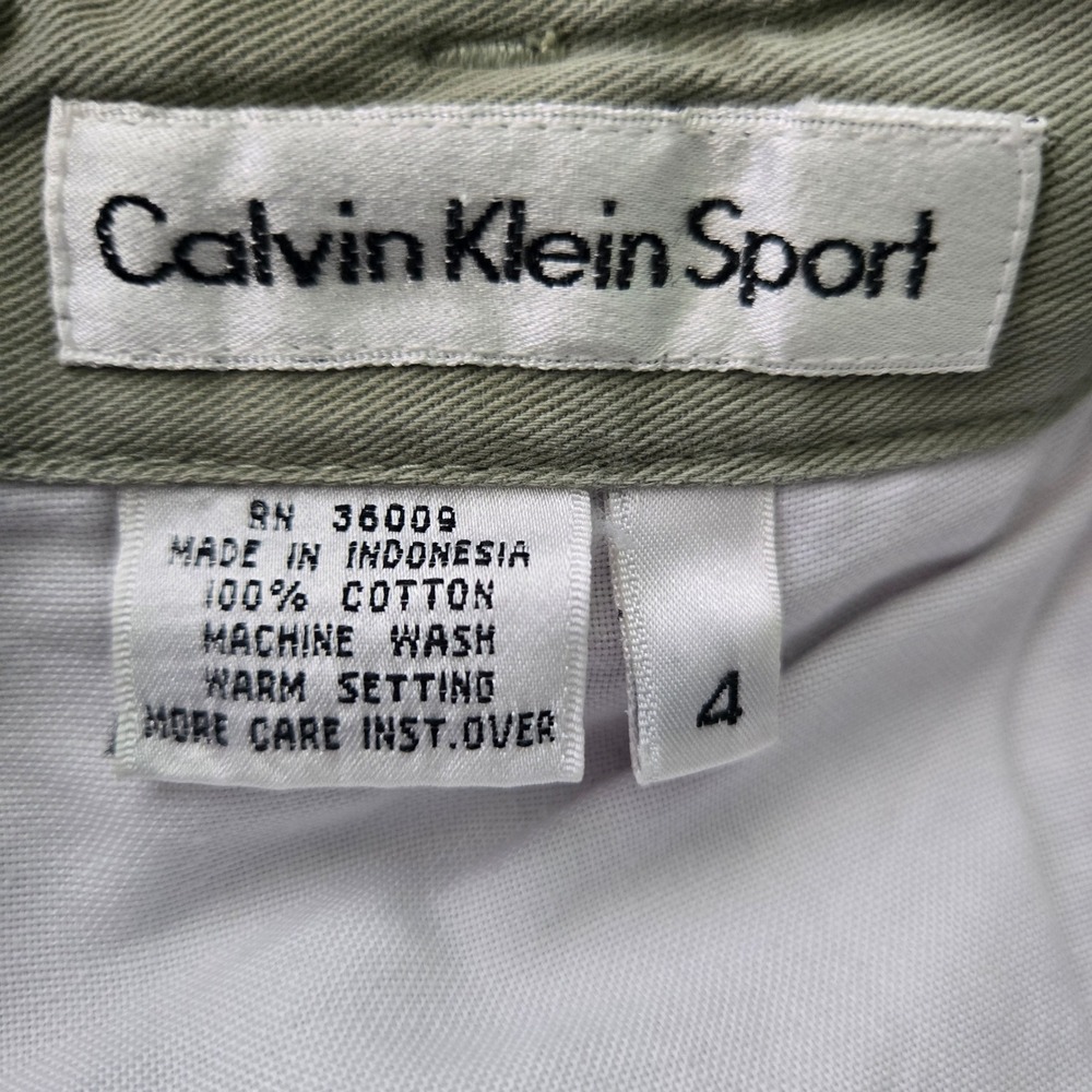 Calvin Klein Sport Khaki Pleated Cotton Shorts‎ Size 4 Elastic Waist - Picture 6 of 6